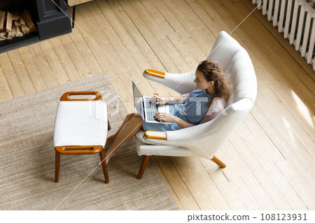 Young freelance employee woman working from home 108123931