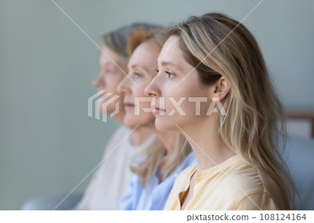 Women of three female family generations side portrait Women of three female family generations side portrait 108124164