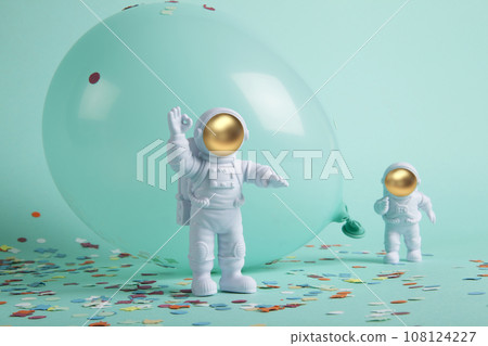 a cosmonaut couple exploring a new planet. 108124227