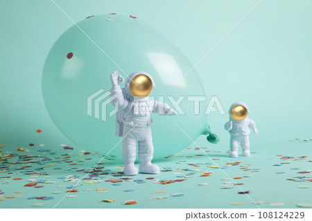 a cosmonaut couple exploring a new planet 108124229
