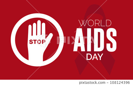 World AIDS Day Awareness Background Red banner Ribbon and Global Support Vector Illustration. background, banner, card, poster design. 108124396
