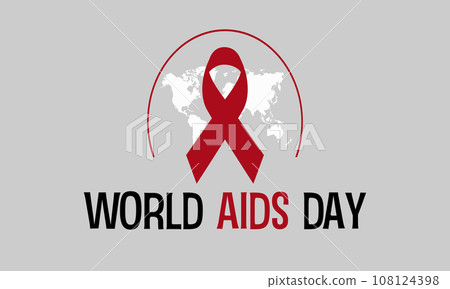World AIDS Day Awareness Background Red banner Ribbon and Global Support Vector Illustration. background, banner, card, poster design. 108124398
