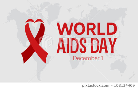 World AIDS Day Awareness Background Red banner Ribbon and Global Support Vector Illustration. background, banner, card, poster design. 108124409