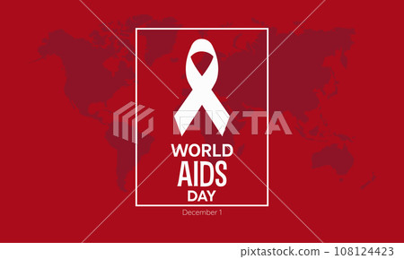 World AIDS Day Awareness Background Red banner Ribbon and Global Support Vector Illustration. background, banner, card, poster design. 108124423