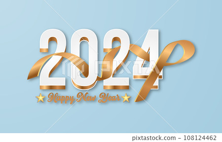 Happy New Year 2024 Celebration Festive Concept with Fireworks, Party Hats, and Christmas ball. background, banner, card, celebration poster, party invitation or calendar. 108124462