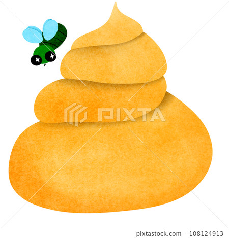 Illustration of Uji or yellow shitthere are green-headed flies answering with emoticons showing 108124913