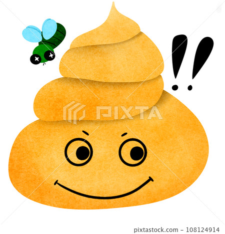 Illustration of Uji or yellow shitthere are green-headed flies answering with emoticons showing 108124914