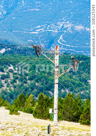 Ski lift in mountains, Mont Ventoux in France 108125345