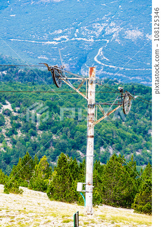 Ski lift in mountains, Mont Ventoux in France 108125346