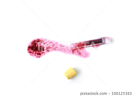 Researchers spilled infected blood or chemicals spilling over the table. Researchers spilled infected blood or chemicals spilling over the table. 108125383