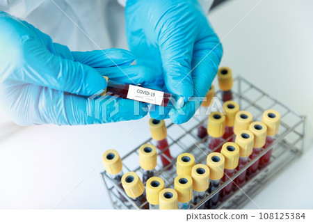 Researchers test blood samples in the laboratory. Researchers are inventing vaccines to treat COVID-19 virus. Researchers test blood samples in the laboratory. Researchers are inventing vaccines to treat COVID-19 virus. 108125384