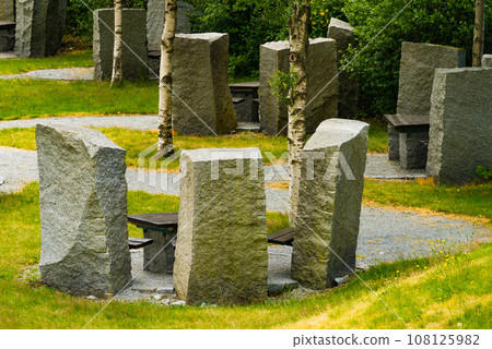 Rest stop area stone picnic site, Norway Rest stop area stone picnic site, Norway 108125982