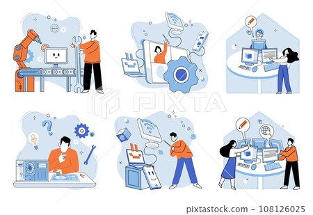 Computer lab. Vector illustration. Digital control systems enable precise control and monitoring industrial processes The concept computer lab promotes structured learning and practical application 108126025