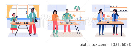 Using phone. Vector illustration. Mobile devices provide internet access on go Cellphones have become popular means communication People use their mobile phones to access cyberspace The network 108126058