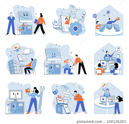 Computer lab. Vector illustration. Invention and innovation are key drivers future technology The future holds exciting possibilities with advancements in machinery and automation Control systems 108126263