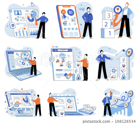 Business manage. Vector illustration. Effective management is crucial for success any business A skilled manager can lead company to corporate success Leadership plays pivotal role in organizations Business manage. Vector illustration. Effective management is crucial for success any business A skilled manager can lead company to corporate success Leadership plays pivotal role in organizations 108126534