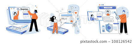 Authentication. Vector illustration. User interface design should prioritize accessibility and security The authentication process ensures only authorized users access system The security system 108126542
