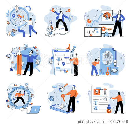 Creative thinking. Vector illustration. It is map charts course, navigating through challenges and obstacles Strategy is architect success, constructing solid foundation upon which ideas cflourish Creative thinking. Vector illustration. It is map charts course, navigating through challenges and obstacles Strategy is architect success, constructing solid foundation upon which ideas cflourish 108126598