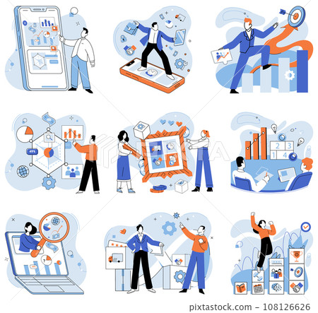 Business manage. Vector illustration. Leadership plays pivotal role in organizations growth Strategic planning is essential for business management Success in business requires ability to manage 108126626