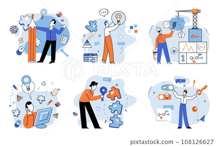 Startup idea. Vector illustration. The creation startup ideas fueled by imagination and invention Entrepreneurs envision possibilities others may overlook and transform abstract concepts into tangible 108126627