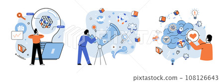 Creative thinking. Vector illustration. The intellect is sword creative thinking, sharp and mighty weapon It is fusion knowledge and wisdom, ability to discern and analyze The intellect 108126643