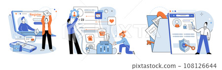 Authentication. Vector illustration. Authorization is required to authorize specific actions within system To log on, users need to provide proper authentication credentials The authentication 108126644