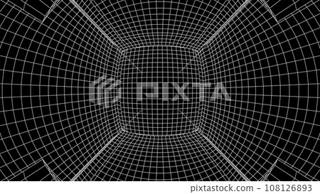 Abstract 80s styled computer background. Sci-fi architecture interior with retro lines. Synthwave or retrowave grid room. 108126893
