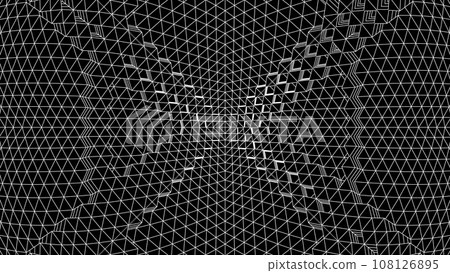 Geometric grid background with 80s styled mesh. Cyberpunk abstract background with retro computer grid. 108126895
