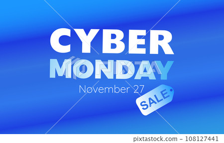 Cyber Monday Sale Online Shopping Concept with Digital Devices, Shopping Bag, and Discounts banner. Vector template for background, banner, card, poster design. 108127441