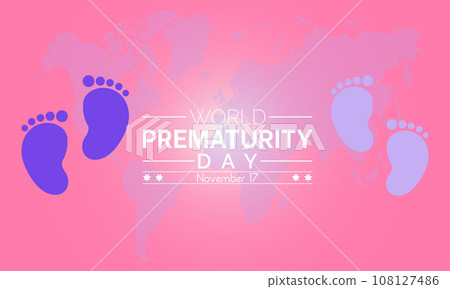 World Prematurity Day Vector Illustration with Tiny Newborn and Caring Hands. Vector template for background, banner, card, poster design. 108127486