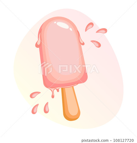 Delicious ice cream on a stick. Dessert, food. Illustration, vector 108127720