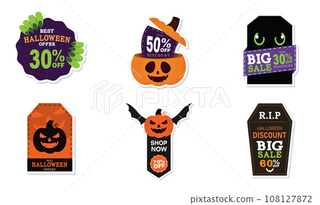Set of halloween discount stickers Vector 108127872