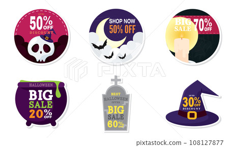 Set of halloween discount stickers Vector 108127877