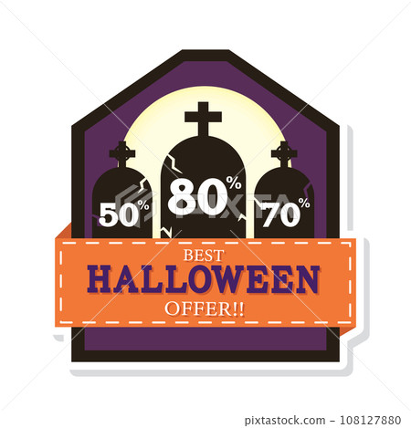 Halloween discount sticker Creepy label Vector 108127880