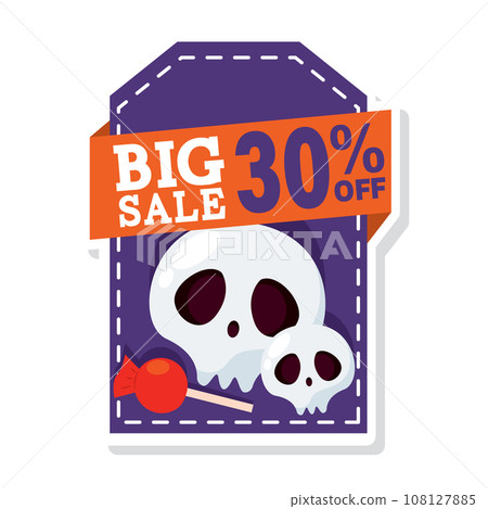 Halloween discount sticker Creepy label Vector 108127885