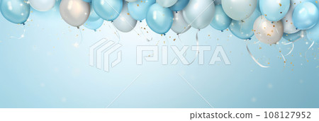 Festive background with blue balls. Festive background with blue balls. 108127952