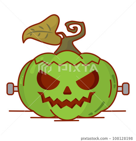 Isolated spooky halloween pumpkin with zombie costume Vector Isolated spooky halloween pumpkin with zombie costume Vector 108128198