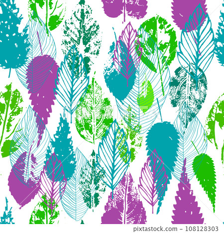 Autumn purple and blue leaves print. Seamless background. hand drawing. Not AI, Illustrat3. Vector illustration Autumn purple and blue leaves print. Seamless background. hand drawing. Not AI, Illustrat3. Vector illustration 108128303