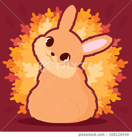 Isolated cute rabbit autumn animal character Vector Isolated cute rabbit autumn animal character Vector 108128430