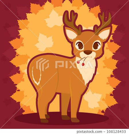 Isolated cute deer autumn animal character Vector Isolated cute deer autumn animal character Vector 108128433