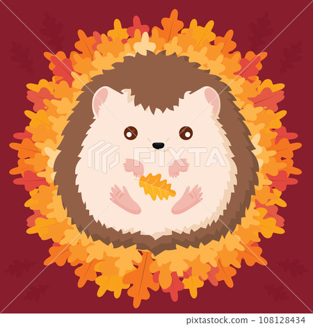 Isolated cute hedgehog autumn animal character Vector Isolated cute hedgehog autumn animal character Vector 108128434