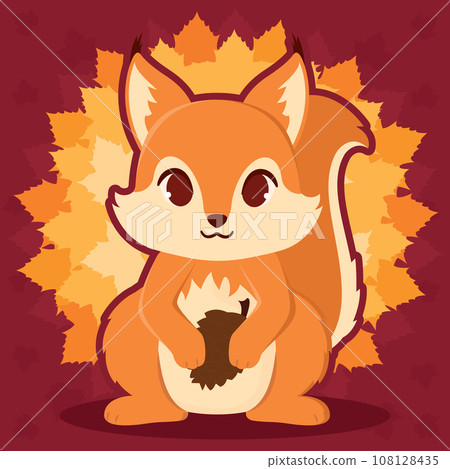Isolated cute squirrel autumn animal character Vector Isolated cute squirrel autumn animal character Vector 108128435