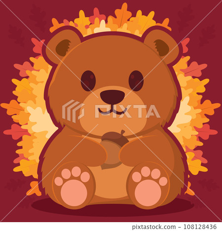 Isolated cute bear autumn animal character Vector Isolated cute bear autumn animal character Vector 108128436