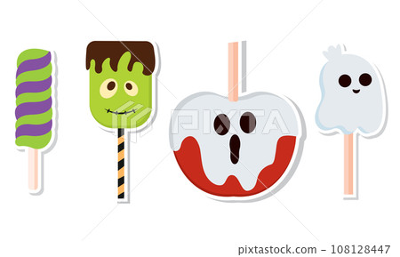 Set of cute halloween candies icons Vector Set of cute halloween candies icons Vector 108128447