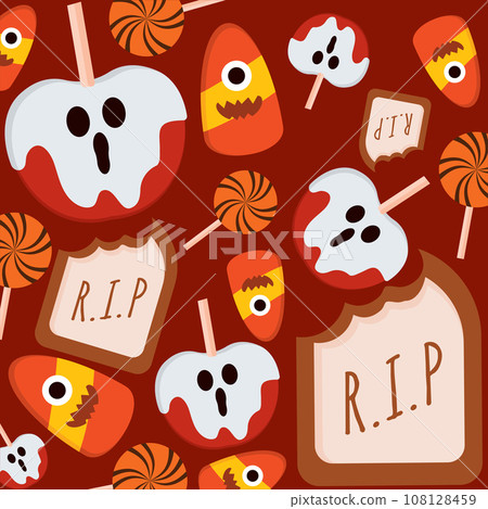 Halloween candies seamless pattern background Vector Halloween candies seamless pattern background Vector 108128459