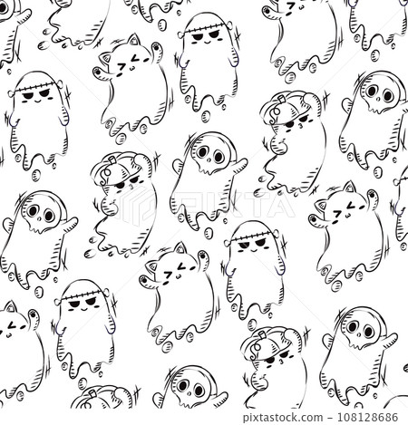 Halloween ghost character seamless pattern background Vector 108128686
