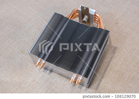 Personal computer new part heating radiator cooler thermostat made from aluminum metal. Personal computer new part heating radiator cooler thermostat made from aluminum metal. 108129070