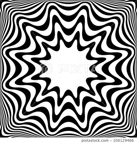 Abstract Op Art Wavy Lines Pattern with 3D Illusion Effect. Vector Illustration. Abstract Op Art Wavy Lines Pattern with 3D Illusion Effect. Vector Illustration. 108129466