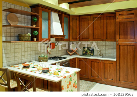 Country kitchen brown Country kitchen brown 108129562