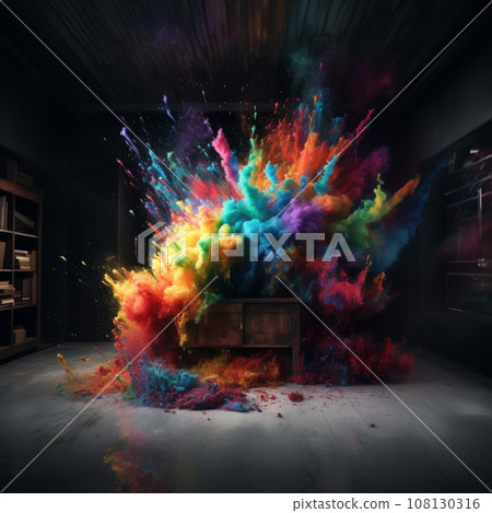 Color explosion. Generative Ai Illustration. High quality illustration 108130316